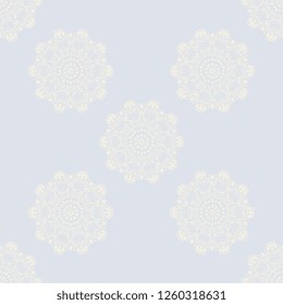 Seamless white ornament on background. Floral ornament on background. Template for your design. Wallpaper pattern. Vector illustration