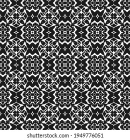 Seamless white patern on a black background. Imitation lace. Vector illustration