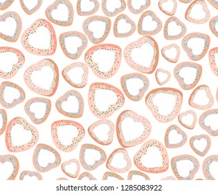 Seamless white pattern full of heart