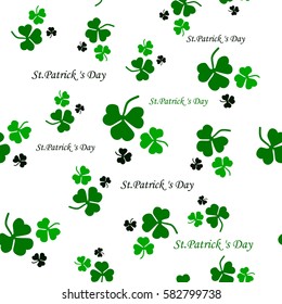 Seamless white pattern of leaf clover. St.Patrick s Day. Vector illustration.