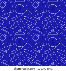 Diseño decorativo en un fondo azul y un diseño blanco inmaculado. El concepto de cuidado corporal. Fondo de la textura de línea. Plantilla vectorial. Impresión moderna.