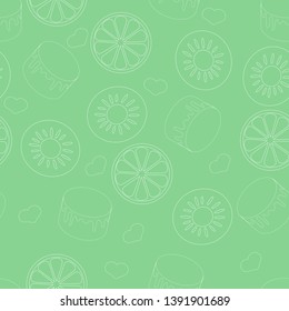 Seamless white pattern on green background