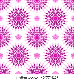 Seamless white pattern with purple vintage balls, vector