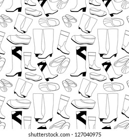 seamless white pattern with rubber shoes and boots