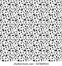 Seamless white pattern with scattered black blots and circles in different sizes as a background - Eps10 vector graphics and illustration