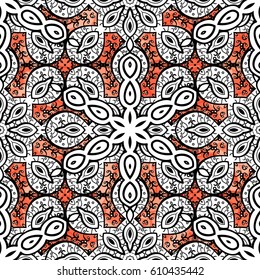 Seamless white pattern. Vector oriental ornament. Whiteen pattern on background with white elements.