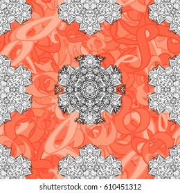 Seamless white pattern. Vector oriental ornament. Whiteen pattern on background with white elements.