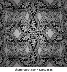 Seamless white pattern. Vector oriental ornament. Seamless pattern on gray background with white elements.