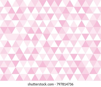 Seamless White and Pink Triangle Pattern. Vector Background. Geometric Abstract Texture. Valentines Day Theme Concept. Template for Wallpaper, Cover, Brochure or Business Card