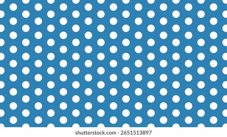 Seamless white polka dot pattern on dark blue background. Ideal for retro fabric prints, classic wrapping paper, kids decor, nautical themes, vintage designs, and digital scrapbooking projects.