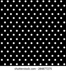 Seamless white polka dots on black background