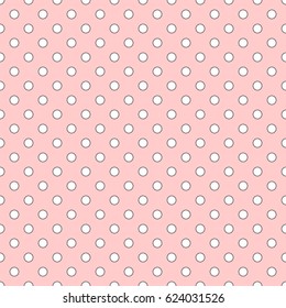 Seamless white polka dots pattern on the pink texture background 