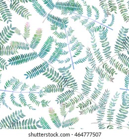 seamless white popinac leaves pattern on white. botanical tropical vector illustration