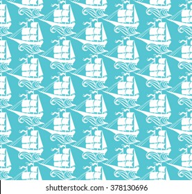 Seamless white sails of ships pattern. 