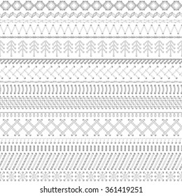 Seamless white sewing pattern. Vector high detailed stitches and seams on white background. Boundless background.