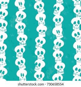 Seamless White Skull Pole Cyan Structure Vector Pattern