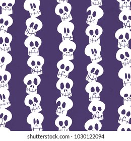Seamless White Skull Pole Ultra Violet Structured Background Vector Pattern