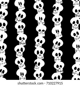 Seamless White Skull Poles Black Background Pattern