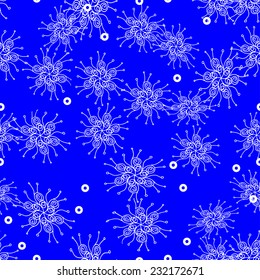 seamless with white snowflakes on dark blue background. Vector illustration with clipping mask