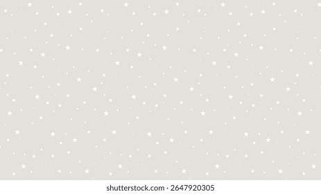 Seamless white star pattern on light gray background. Minimalist celestial vector for nursery, kids room, fabric, wallpaper, wrapping paper, scrapbooking, or baby shower decor.
