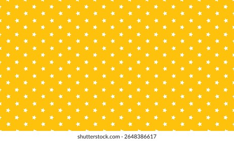 Padrão de estrela branca sem costura em fundo amarelo brilhante. Vetor bonito e brincalhão para tecido infantil, papel de parede de quarto de crianças, design de chuveiro de bebê, envoltório de presente, scrapbooking digital e decoração de festa.