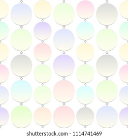 seamless white texture with light 3D circles of different light pastel shades, connected by rings as a curtain