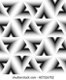Seamless White Triangle Pattern Gently Shimmering from light to dark. Visual Volume Effect. Polygonal Geometric Abstract Background. Suitable for textile,packaging and web design. Vector Illustration.