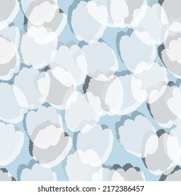 flores de tulipán blanco inmaculadas patrón fondo azul , tarjeta de saludo o tela