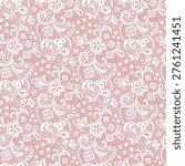 Seamless White Vintage Lace Pattern with Floral Motifs. Floral Lace Seamless Pattern. Vintage Style
