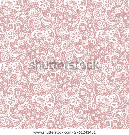 Seamless White Vintage Lace Pattern with Floral Motifs. Floral Lace Seamless Pattern. Vintage Style