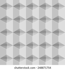 Seamless white wall white 3D vector pattern.