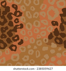 Seamless White Wild Isolated Leather Style Background. Khaki Repeated Creative Trendy Leopard, Seamless Surface Wallpaper. Continuous Military Cat Paint Design.