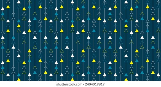 Seamless white, yellow, blue triangles pattern for scrapbooking, wrapping paper, baby textiles, fabrics. Geometric shapes pattern. 
