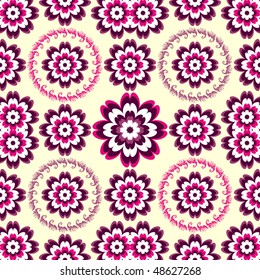 Seamless white-violet-pink floral pattern (vector)