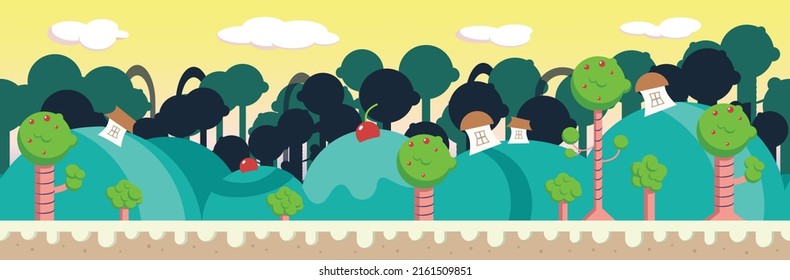 Seamless wide game background. Art composition