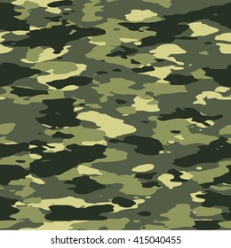 Seamless wide green camo pattern vector
