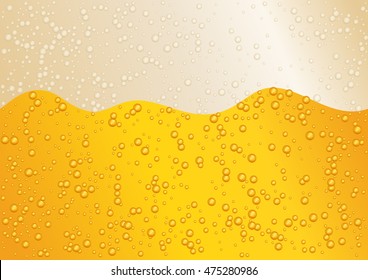 Seamless wide horizon beer background for Oktoberfest. Golden color. Vector illustration EPS 10.