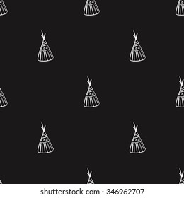 Seamless wigwam pattern. Hand-drawn indian background vector. Native american tent pattern