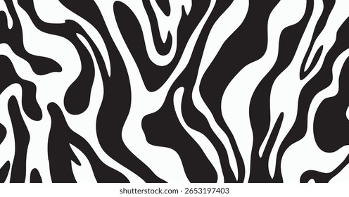 Textura de pele de animal selvagem sem costura em preto e branco estilo zebra para Safari tema papel de parede ou vestuário Design