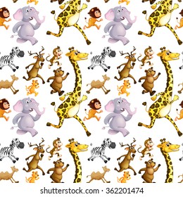 Seamless wild animals running illustration
