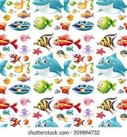 Seamless wild animals under the ocean illustration