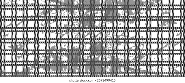 Seamless windowpane pattern. old Checkered plaid repeating background. Tattersall tartan texture print for textile, fabric. Repeated black and white check wallpaper. Vector backdrop