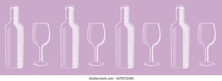 Seamless wine bottles pattern.
