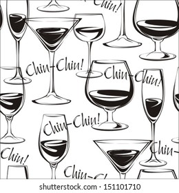 seamless wine glasses b&w