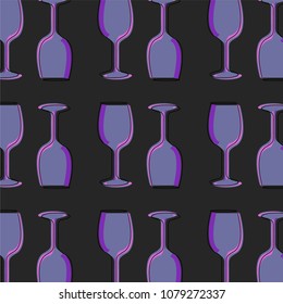 Seamless wine glasses pattern.