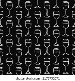 seamless wine pattern. Black and white background with wine icons