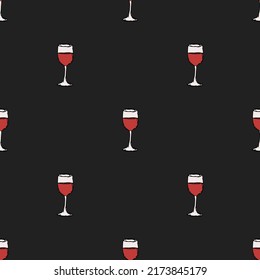 seamless wine pattern. vector doodle illustration with wine icon. pattern with wine