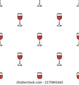 seamless wine pattern. vector doodle illustration with wine icon. pattern with wine