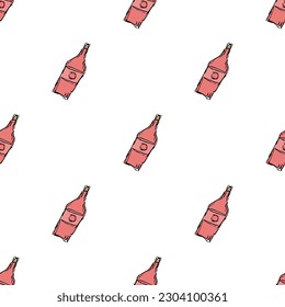 Seamless wine pattern. vector doodle illustration with alcohol. wine background