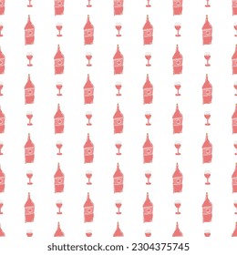 Seamless wine pattern. vector doodle illustration with alcohol. wine background